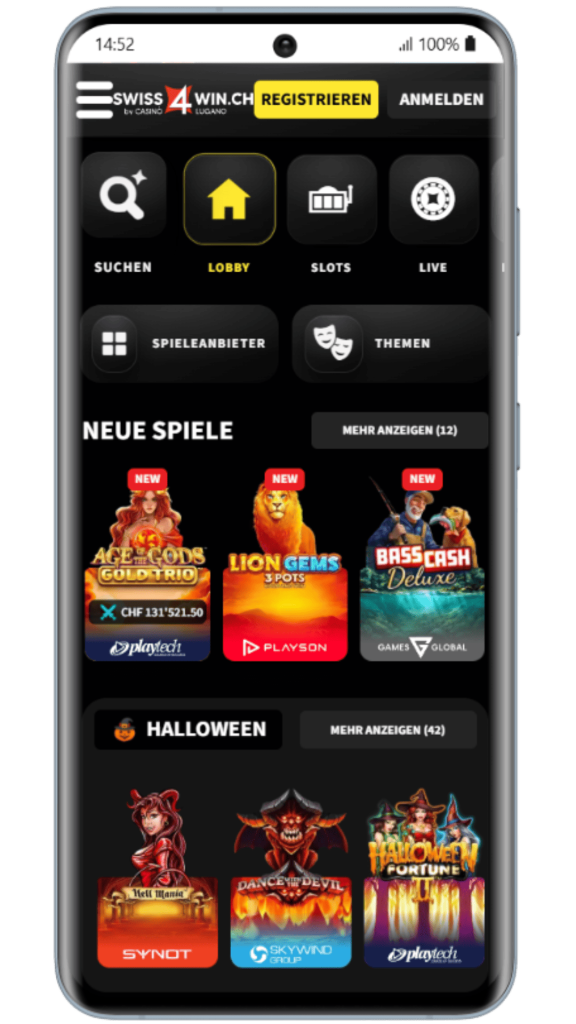 Multifunktionales Casino mit swiss4win-Spielen und Slots