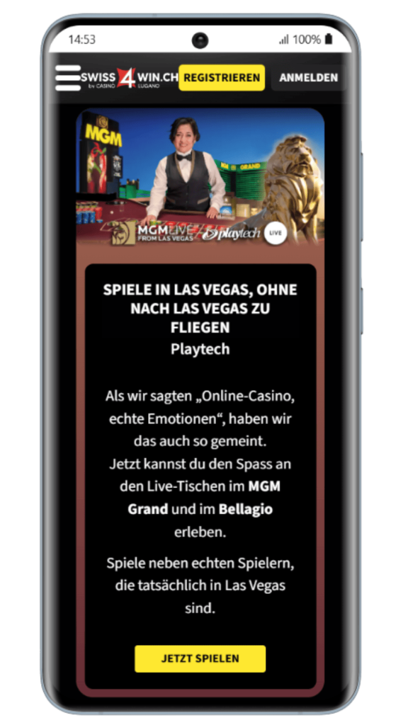 Live-Spiele im swiss4win Casino